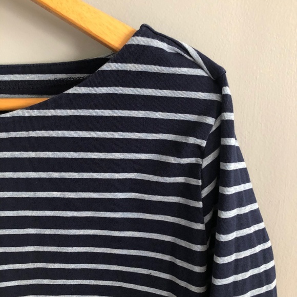 J.Crew Cotton Navy Gray Striped Long Sleeve Top - Picture 2 of 6